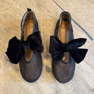 H&M Black Mesh Flats with Velvet Bow